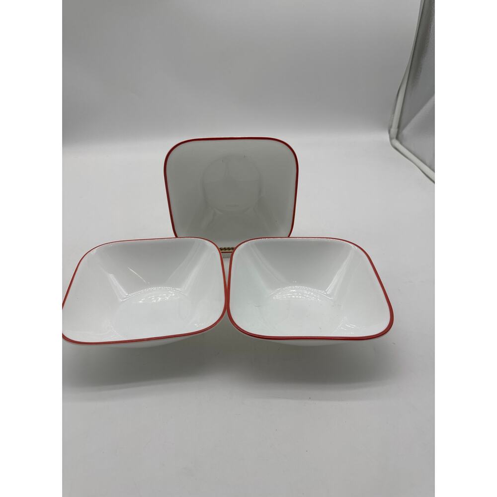 Set of 3 Corelle Vitrelle by Corning MATILDA Square Soup/Cereal‎ Bowls